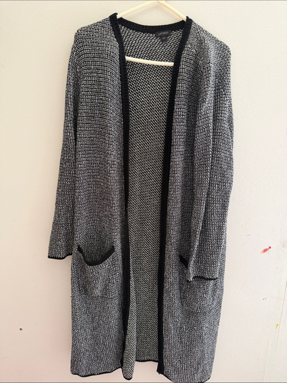 J. Jill Black & Gray Open-Front Long Cardigan